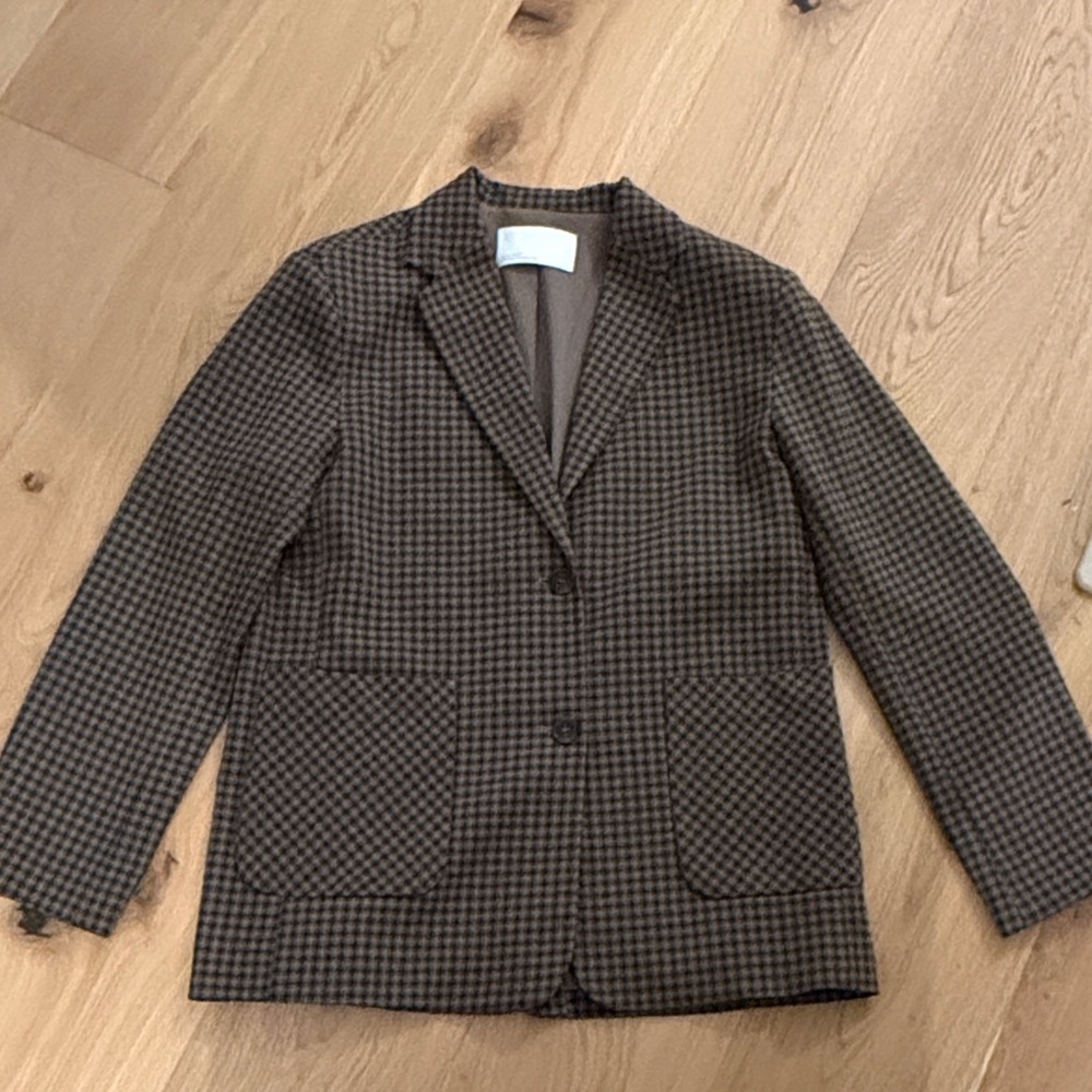OAK + FORT Brown Checkered Blazer
